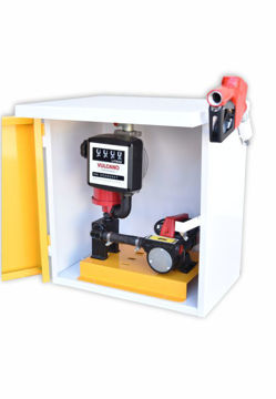 Imagen de Electrobomba 12v, gabinete de chapa, filtro, cuenta lts mecanico con pistola y manguera